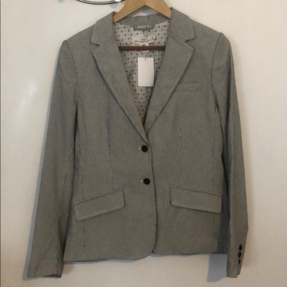 Gray stripe two-button blazer